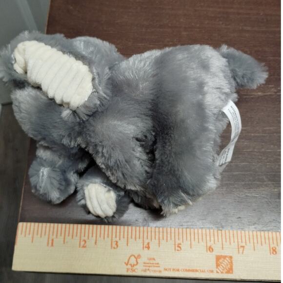 Goffa Elephant 7" Gray Stuffed Animal Cream Ribbed Ears Paws Plush Toy - Picture 7 of 7